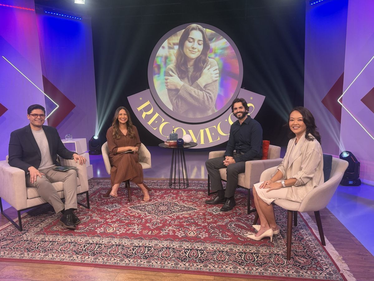 Gravação do programa Recomeços, sobre saúde mental, na TV Novo Tempo